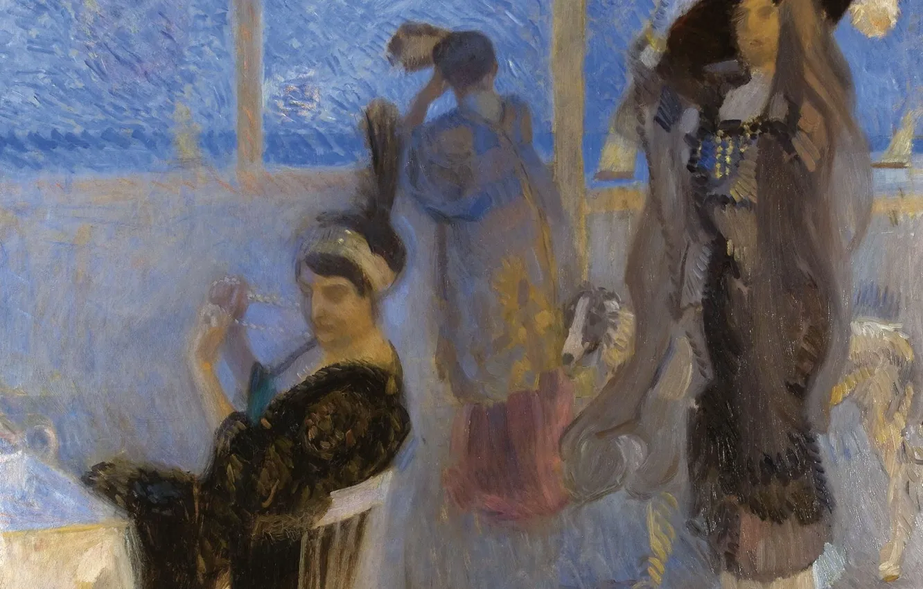 Photo wallpaper woman, picture, genre, On the terrace, Camillo Innocenti