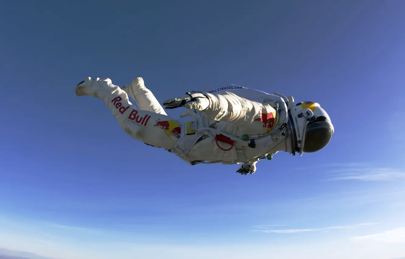 Photo wallpaper flight, jump, the suit, skydiver, Felix Baumgartner