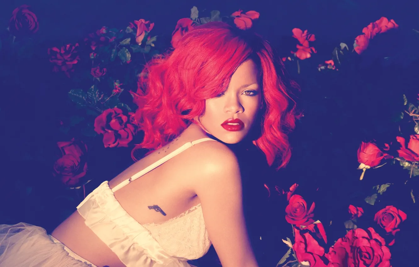 Photo wallpaper girl, music, roses, singer, rihanna, celebrity, Rihanna