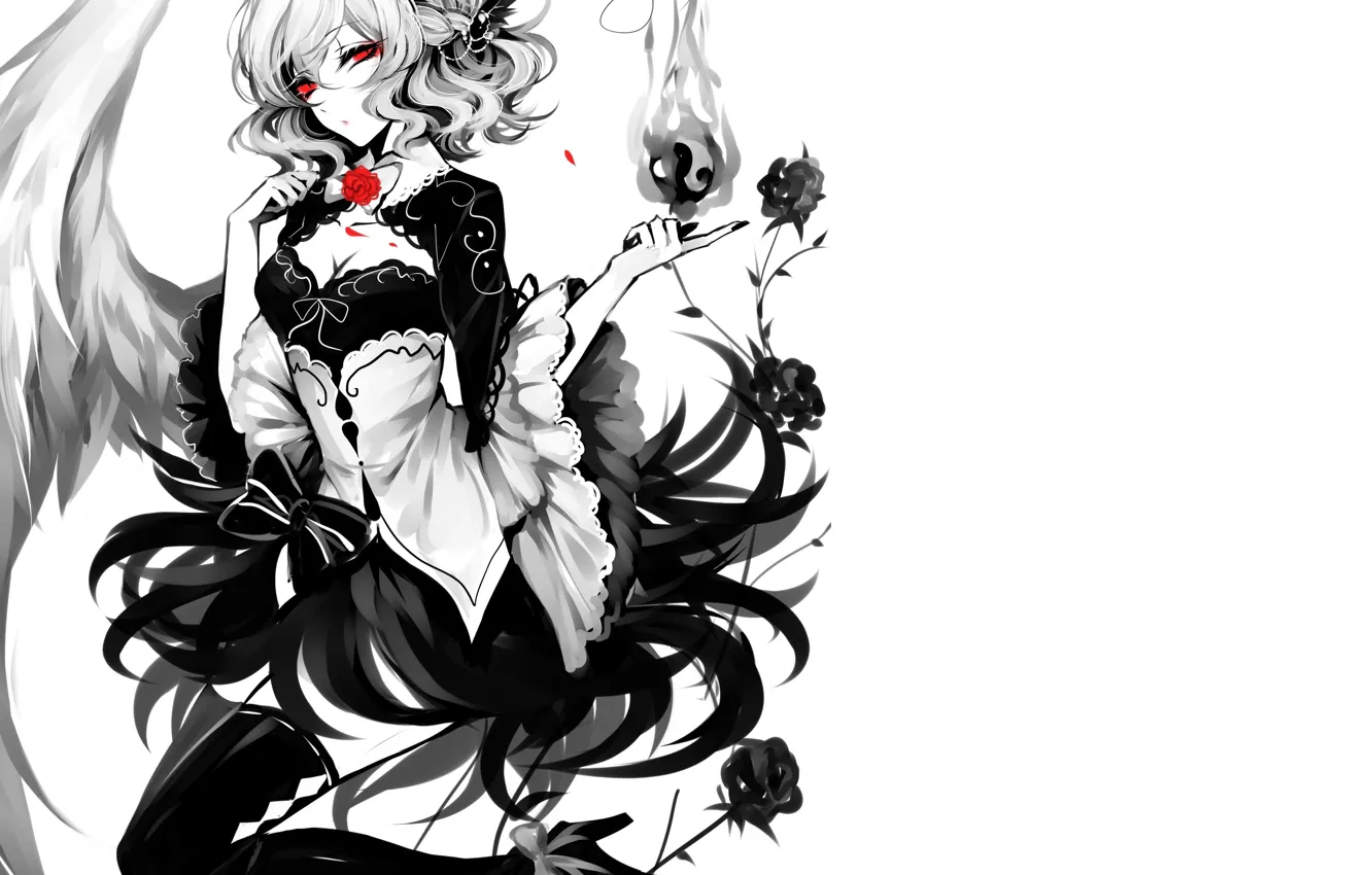 Photo wallpaper girl, white background, Touhou, Touhou, Touhou, anime game