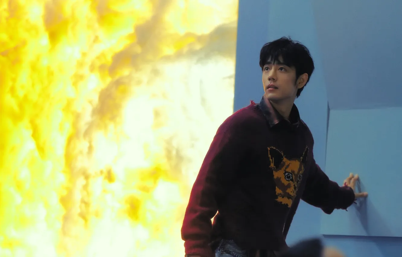 Photo wallpaper clouds, magic, China, actor, sweater, switch, Xiao Zhan, Xiao Zhan