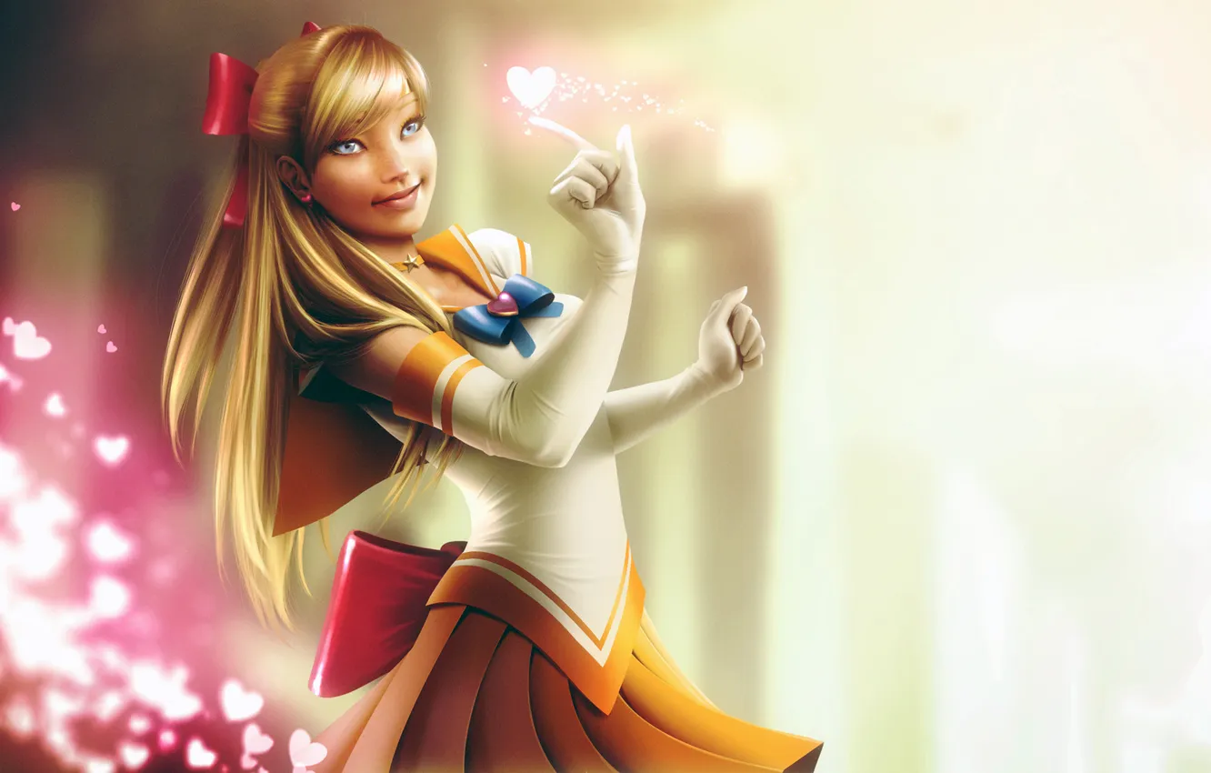 Photo wallpaper girl, love, art, hearts, Bishoujo Senshi Sailor Moon, sailor, sailor venus, lenadrofranci