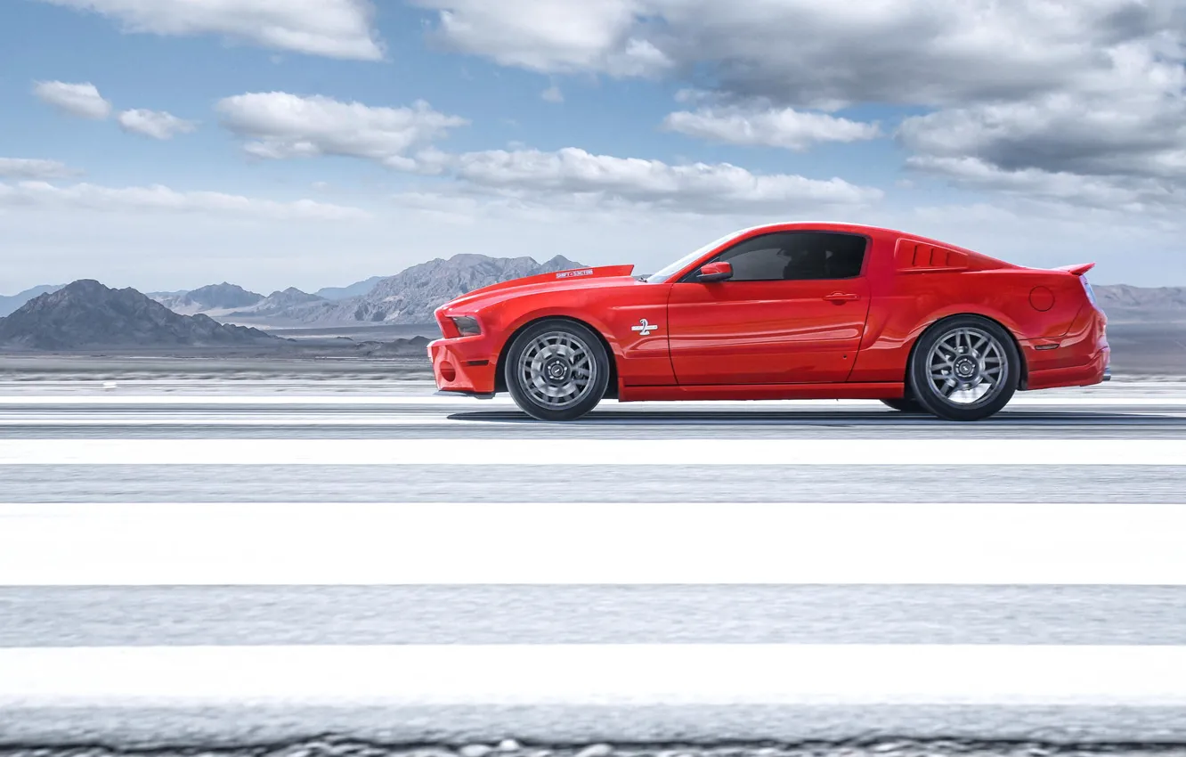 Photo wallpaper red, Mustang, Ford, Shelby, GT500, Mustang, profile, red