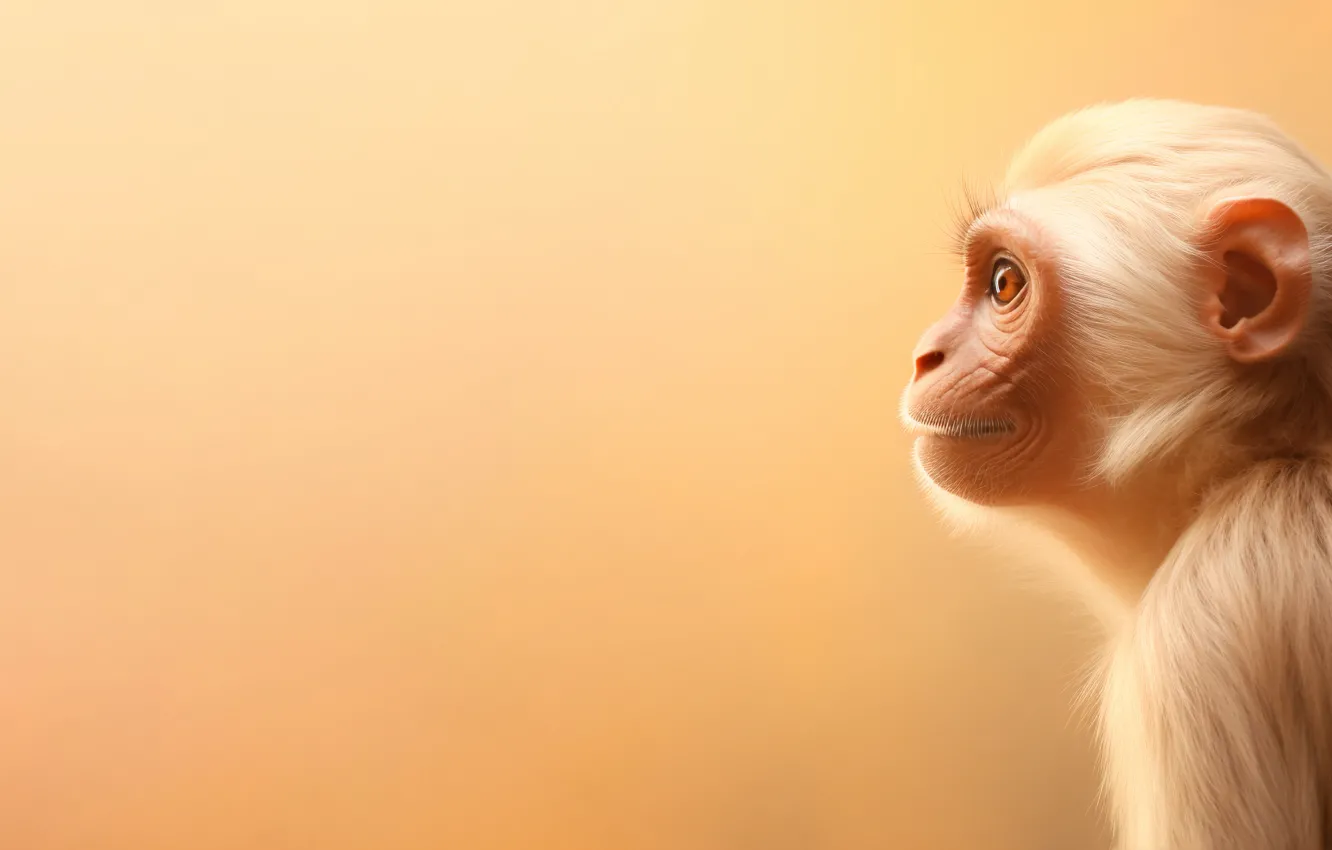 Photo wallpaper look, pose, monkey, face, monkey, AI art, neural network