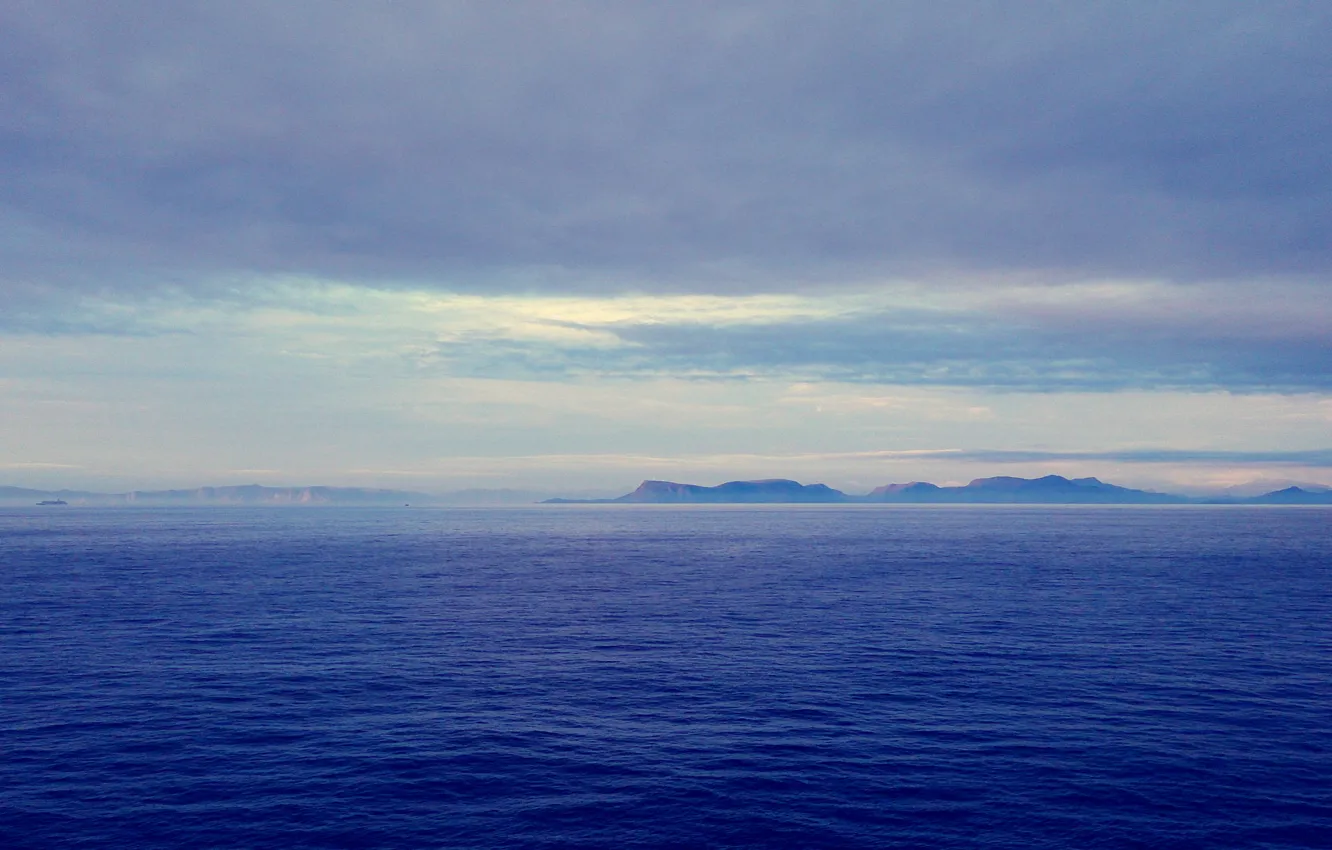 Photo wallpaper sea, clouds, mountains, sea