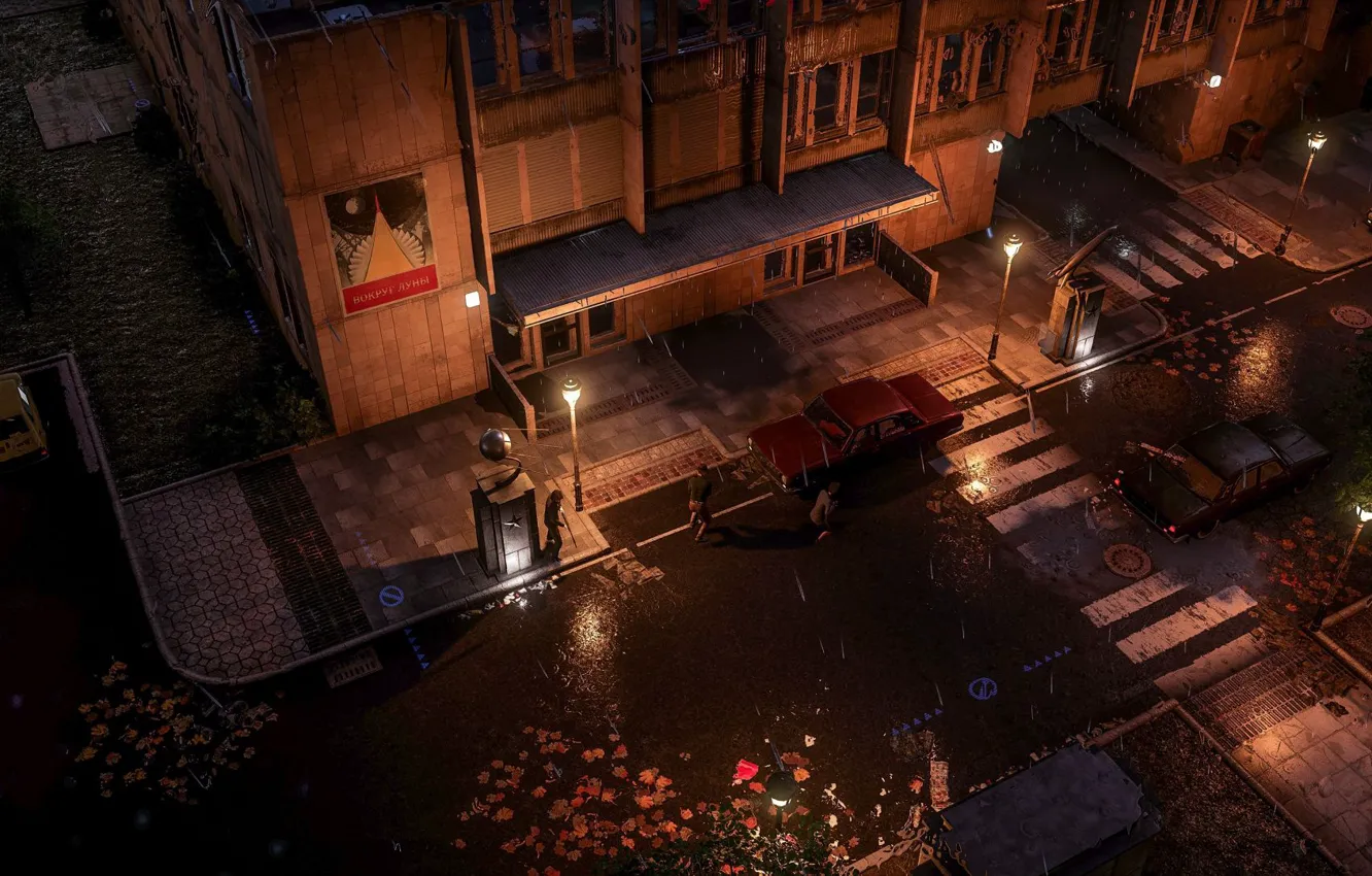 Photo wallpaper night, the city, rain, game, strategy, Phantom Doctrine, Very quiet storm, The cold war