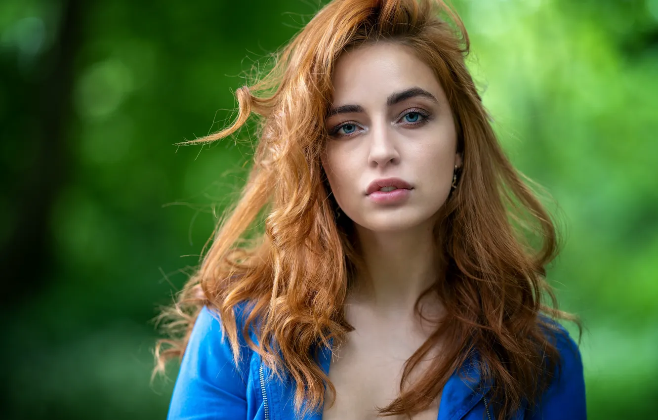 Photo wallpaper look, girl, face, hair, Martin Fuhrmann