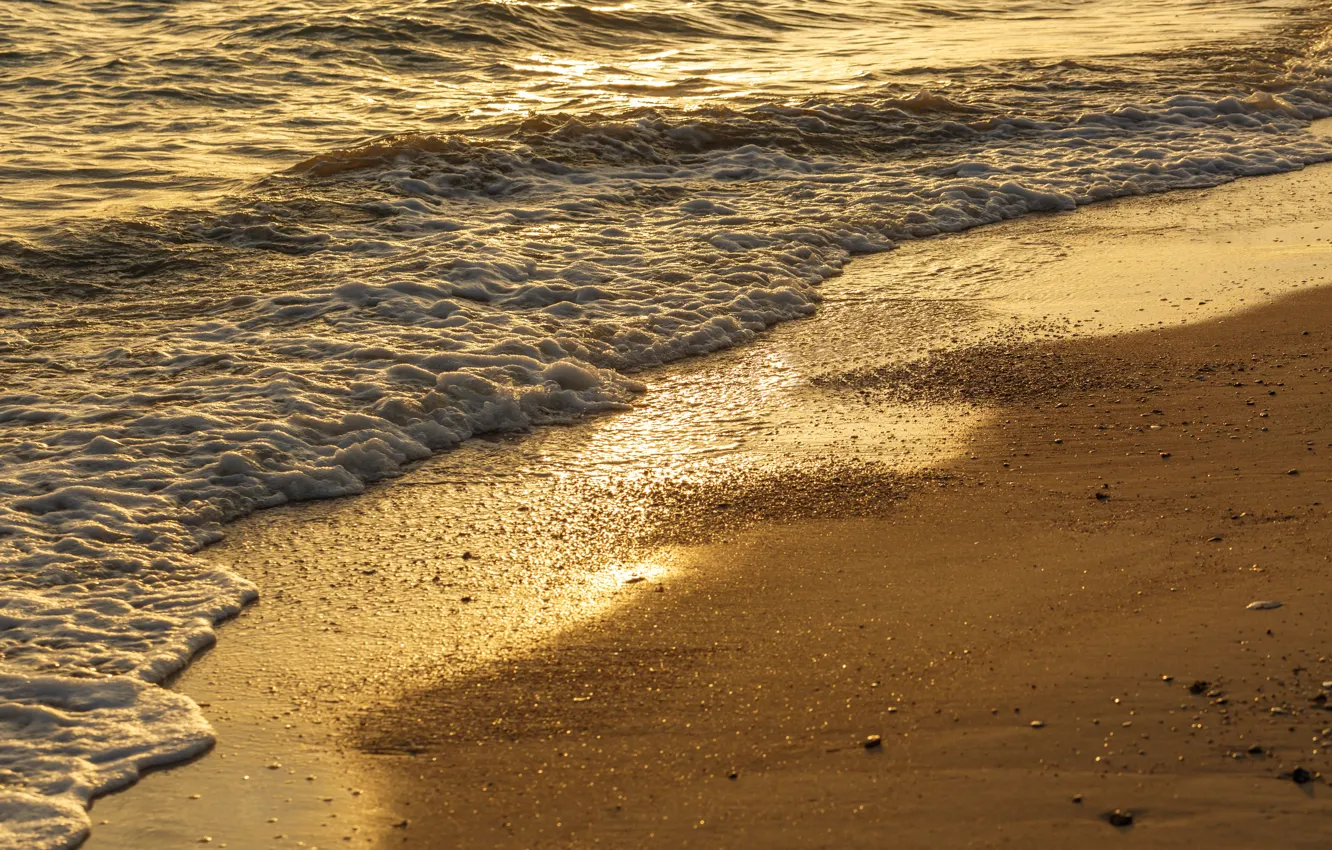 Photo wallpaper sand, sea, wave, beach, summer, sunset, summer, beach