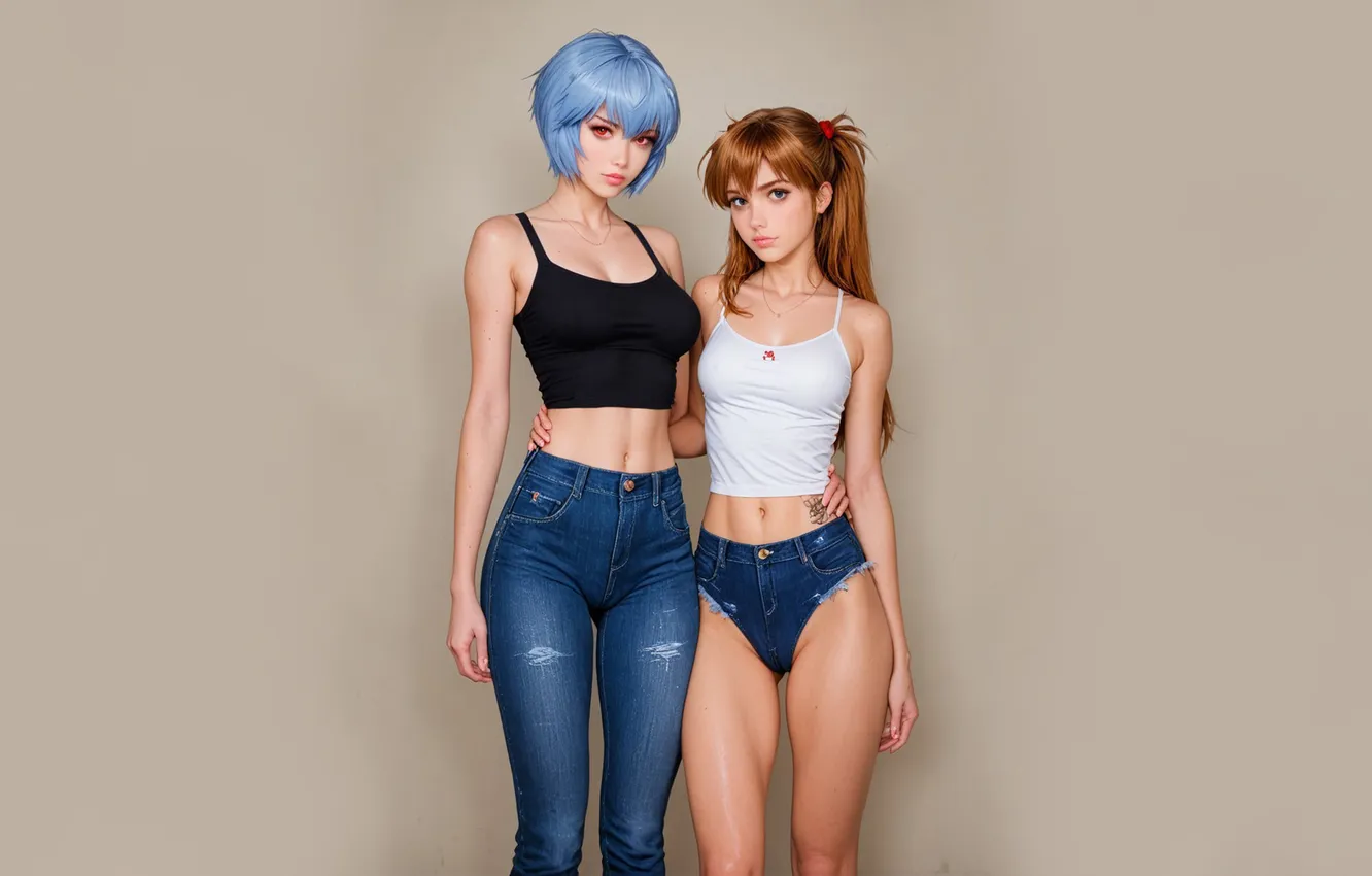 Photo wallpaper girl, background, anime, Evangelion