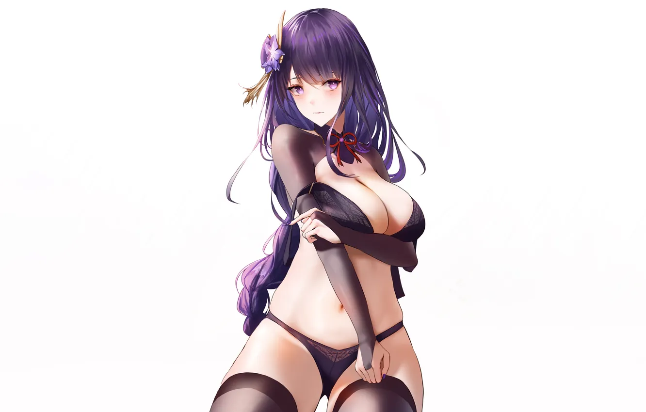 Photo wallpaper girl, sexy, lingerie, pantsu, bra, cleavage, panties, thighhighs