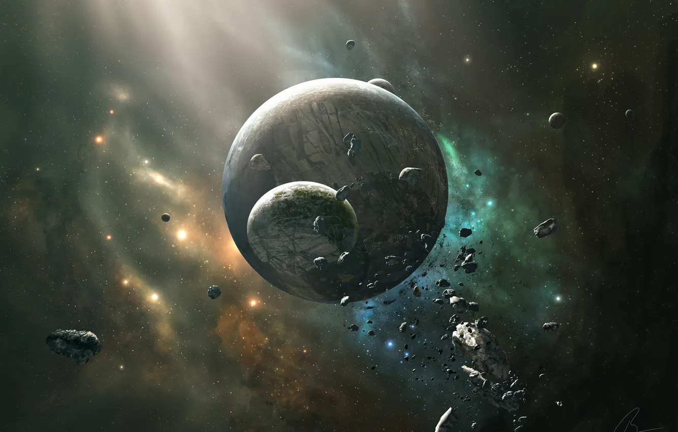 Photo wallpaper stones, planet, meteor, Spectrum V