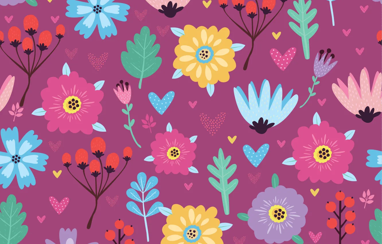 Photo wallpaper flowers, background, texture, flowers, background, pattern, berries, lilac