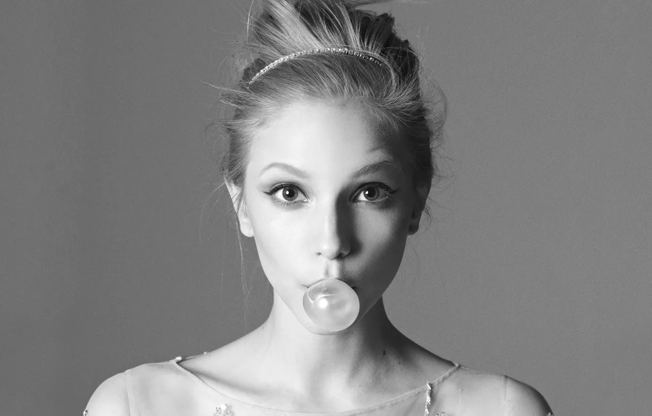 Photo wallpaper eyes, model, gum, Dorothea Barth Jorgensen, Dorothy Barth Jorgensen, Black and white