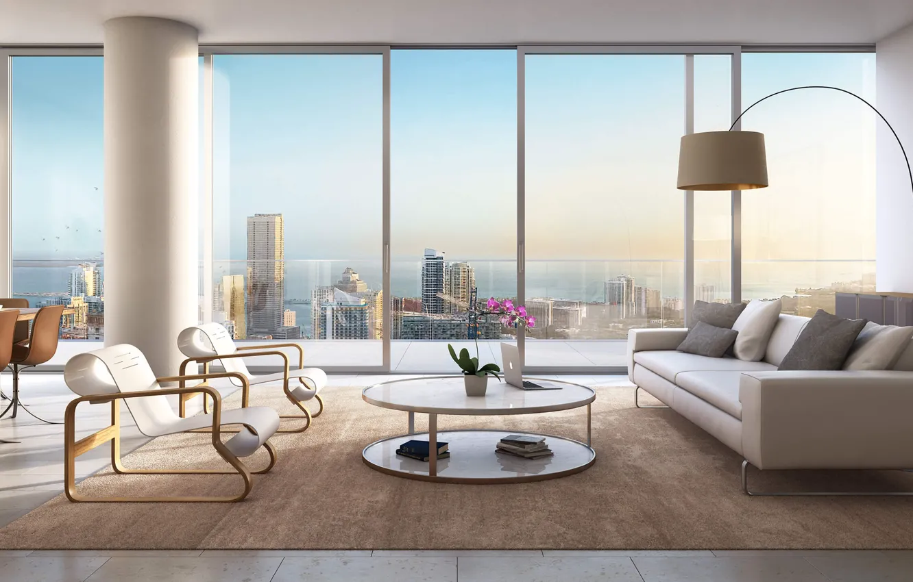 Wallpaper interior, megapolis, living room, dining room for mobile and ...