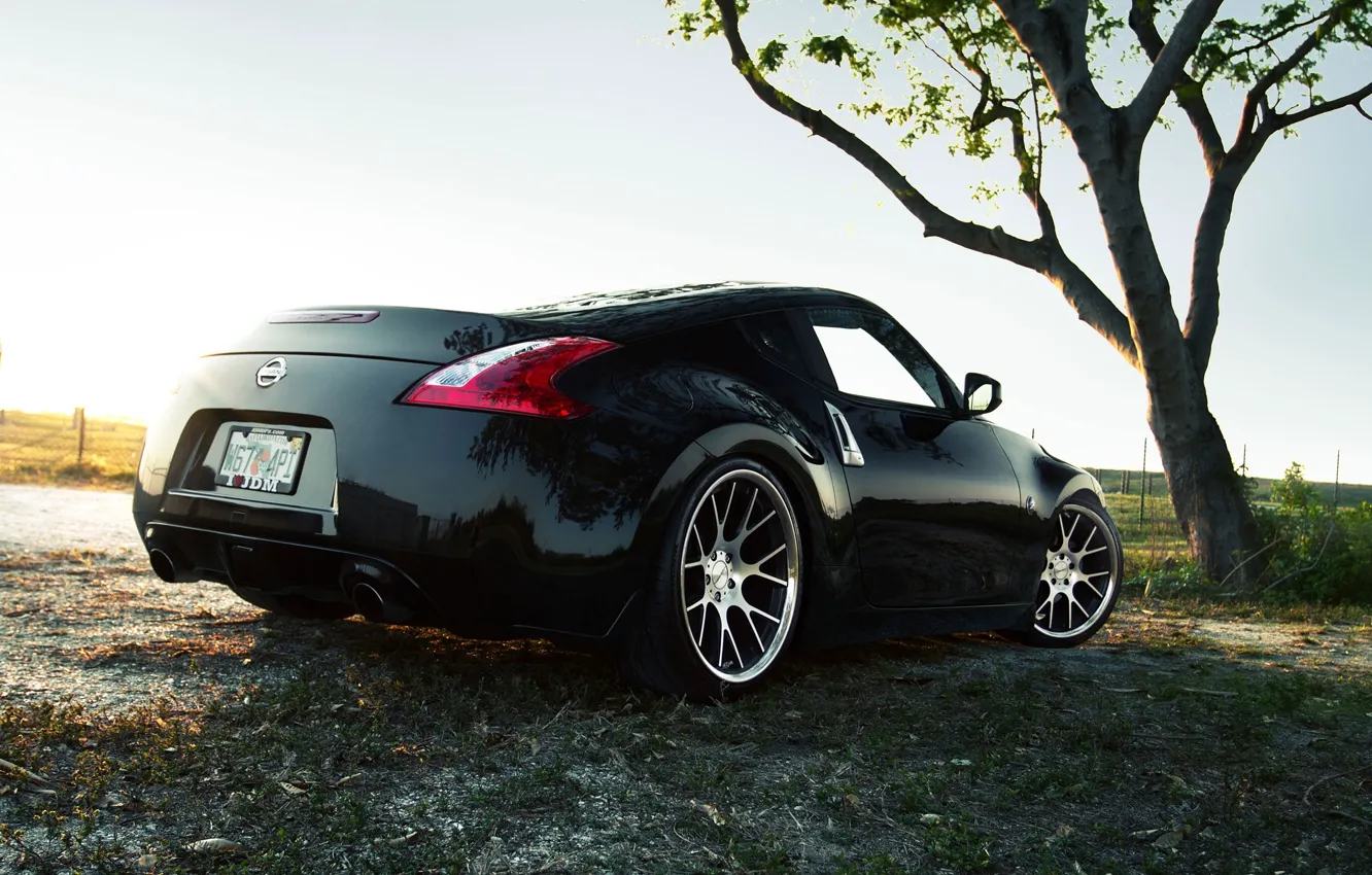 Photo wallpaper The sky, Nature, Auto, Tree, Grass, Tuning, Machine, Nissan