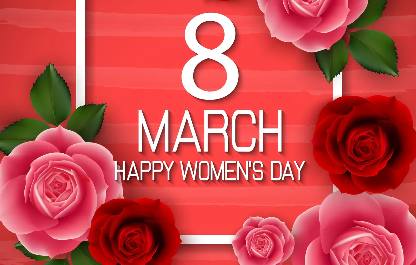 Photo wallpaper congratulations, 8-Mar, otkritka