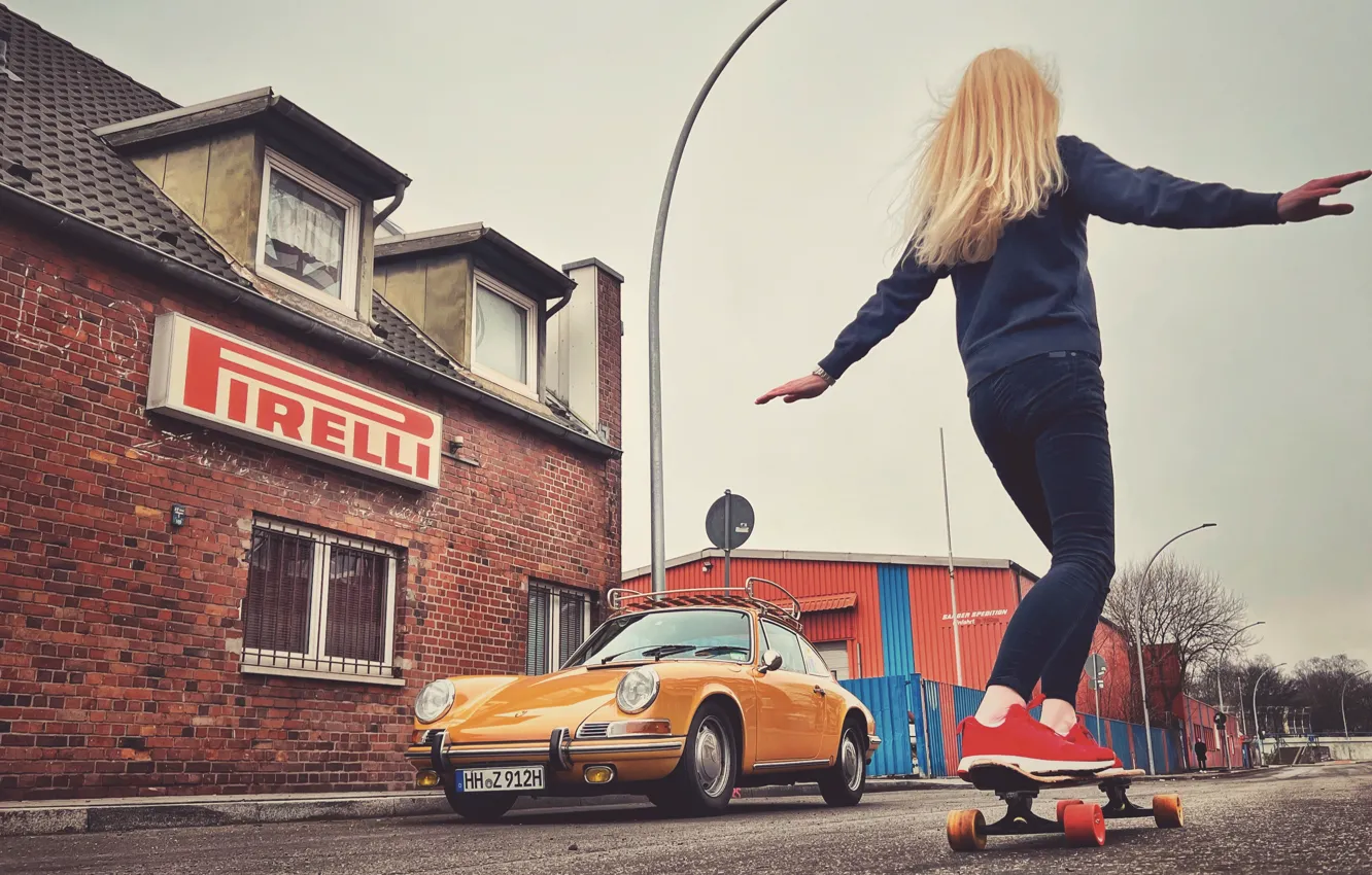 Photo wallpaper Home, Girl, Road, Porsche, Germany, Germany, Sports car, Sports car