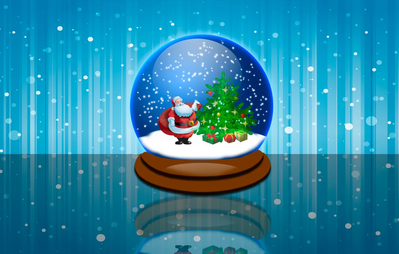 Photo wallpaper snow, ball, Santa Claus, herringbone