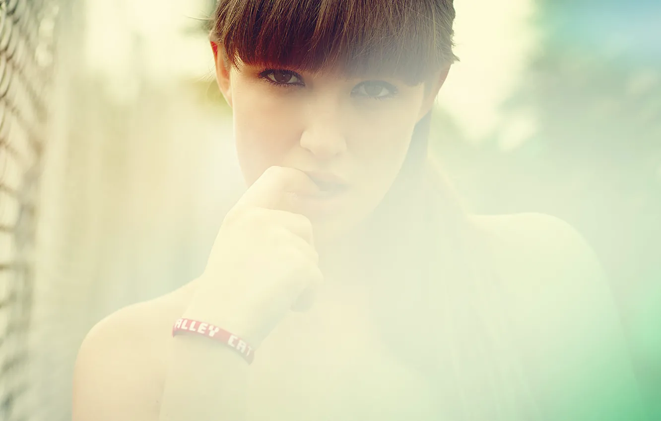 Photo wallpaper eyes, look, girl, model, girl, brown hair, photographer, model