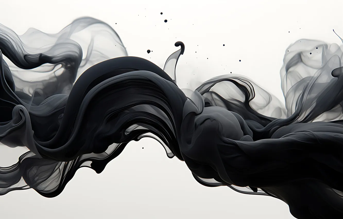 Photo wallpaper line, abstraction, smoke, pair, white background, black and white, abstract background, diffusion