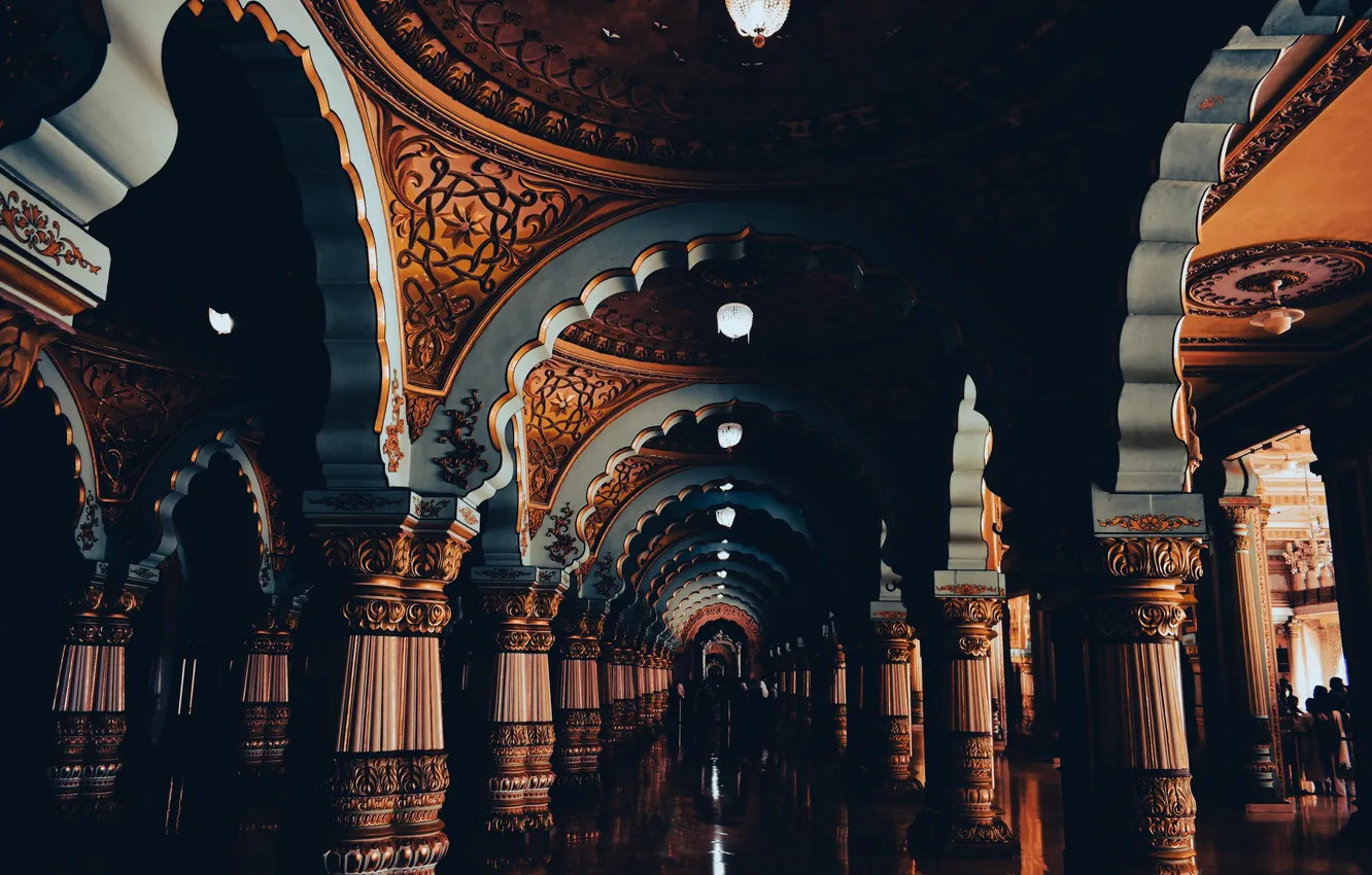 Photo wallpaper the building, columns, arch, art