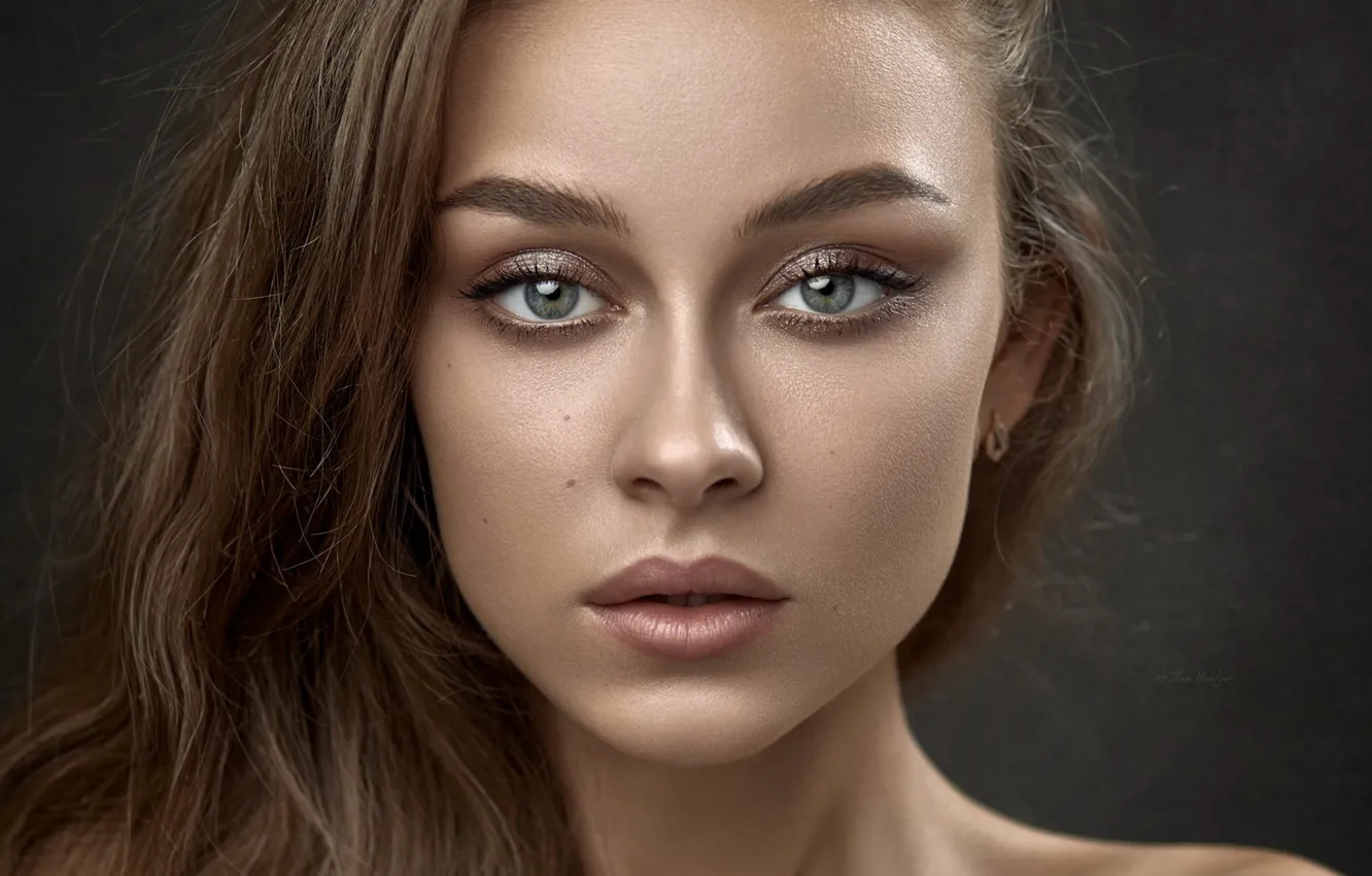 Photo wallpaper look, close-up, face, background, model, portrait, makeup, Alina