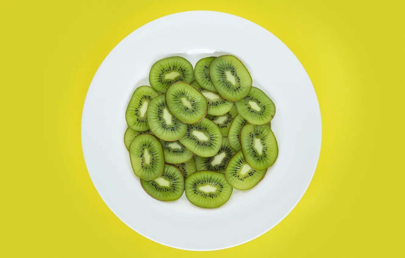 Photo wallpaper kiwi, fruit, plate, fruit, cutting