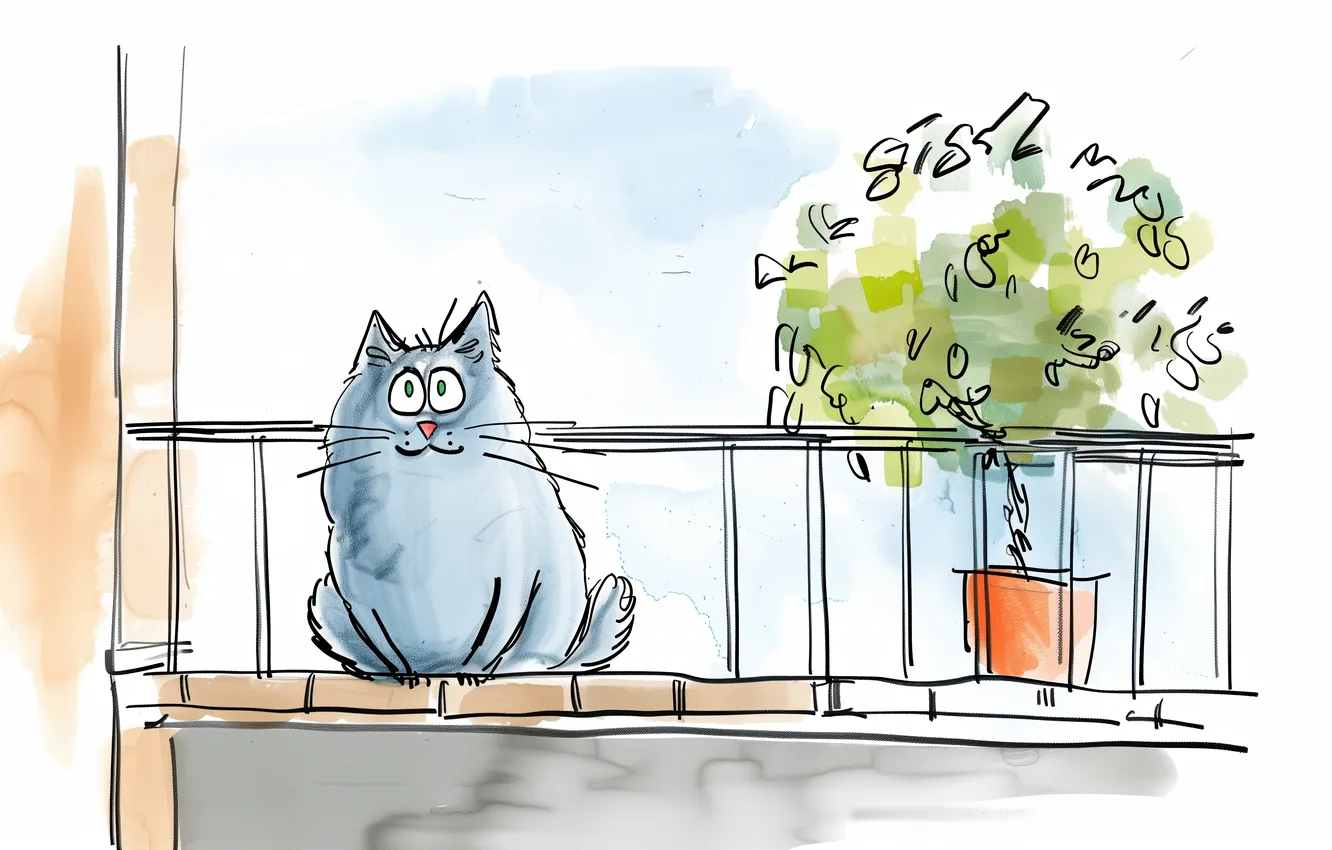 Photo wallpaper cartoon, cats, Illustration, Comic Art, AI Art
