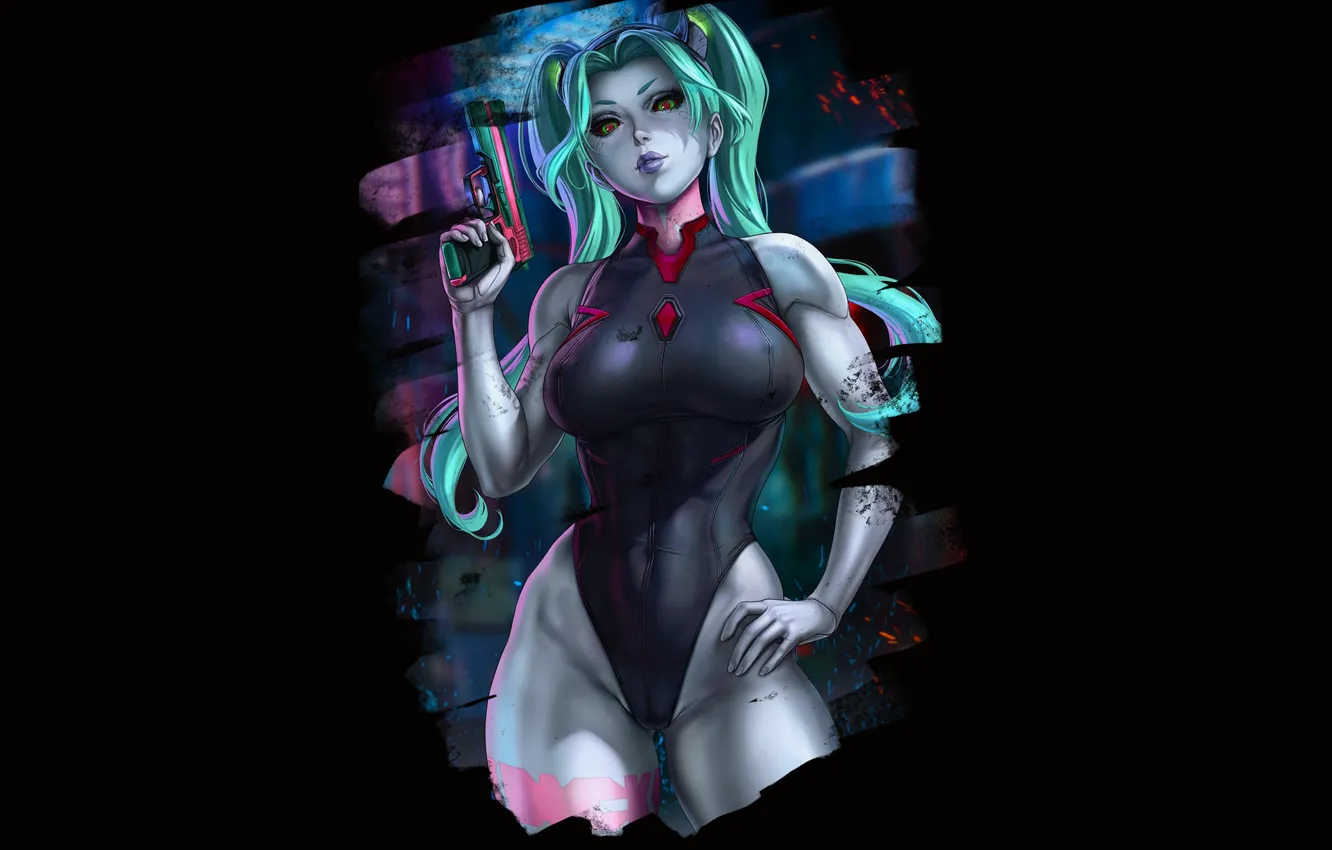 Photo wallpaper girl, gun, hot, sexy, boobs, sexy girl, anime, pretty