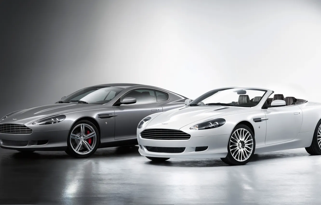 Photo wallpaper white, grey, Aston Martin, DB9, Coupe, Volante