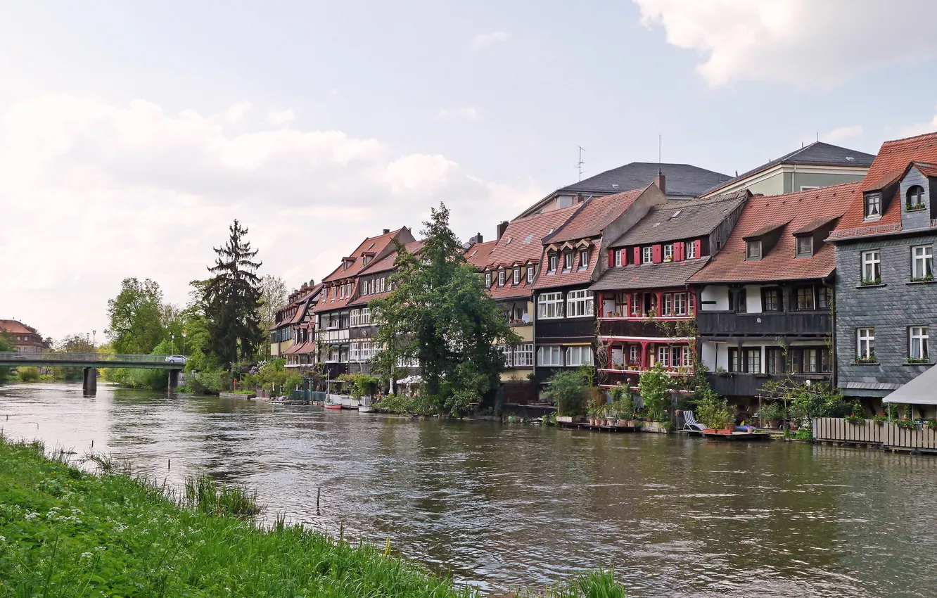 Photo wallpaper the city, river, photo, coast, home, Germany, Bayern, Bamberg