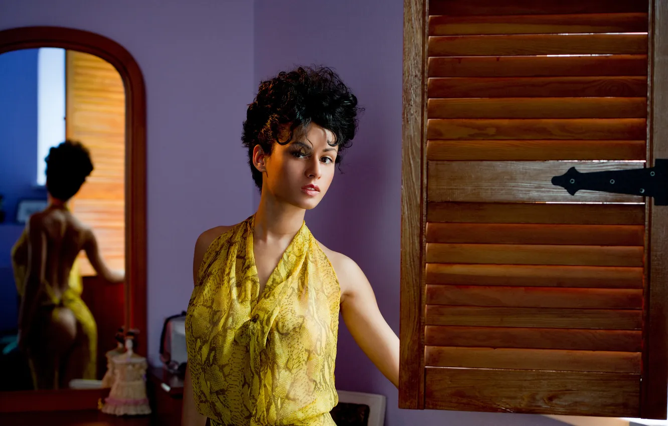 Photo wallpaper doll, dress, mirror, brunette, window, hairstyle, Pammie Lee