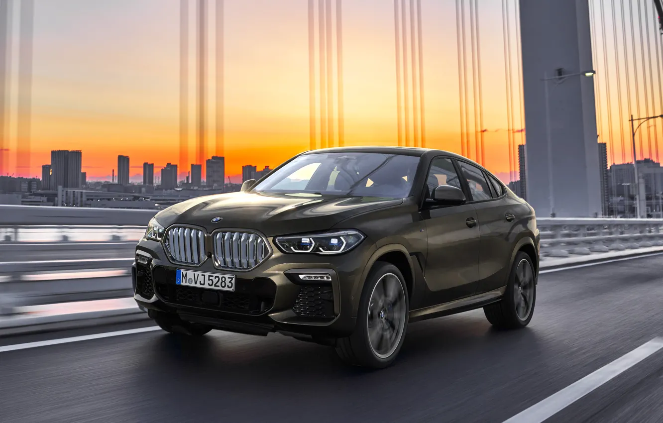 Photo wallpaper sunset, BMW, BMW X6, crossover, 2019, M50i