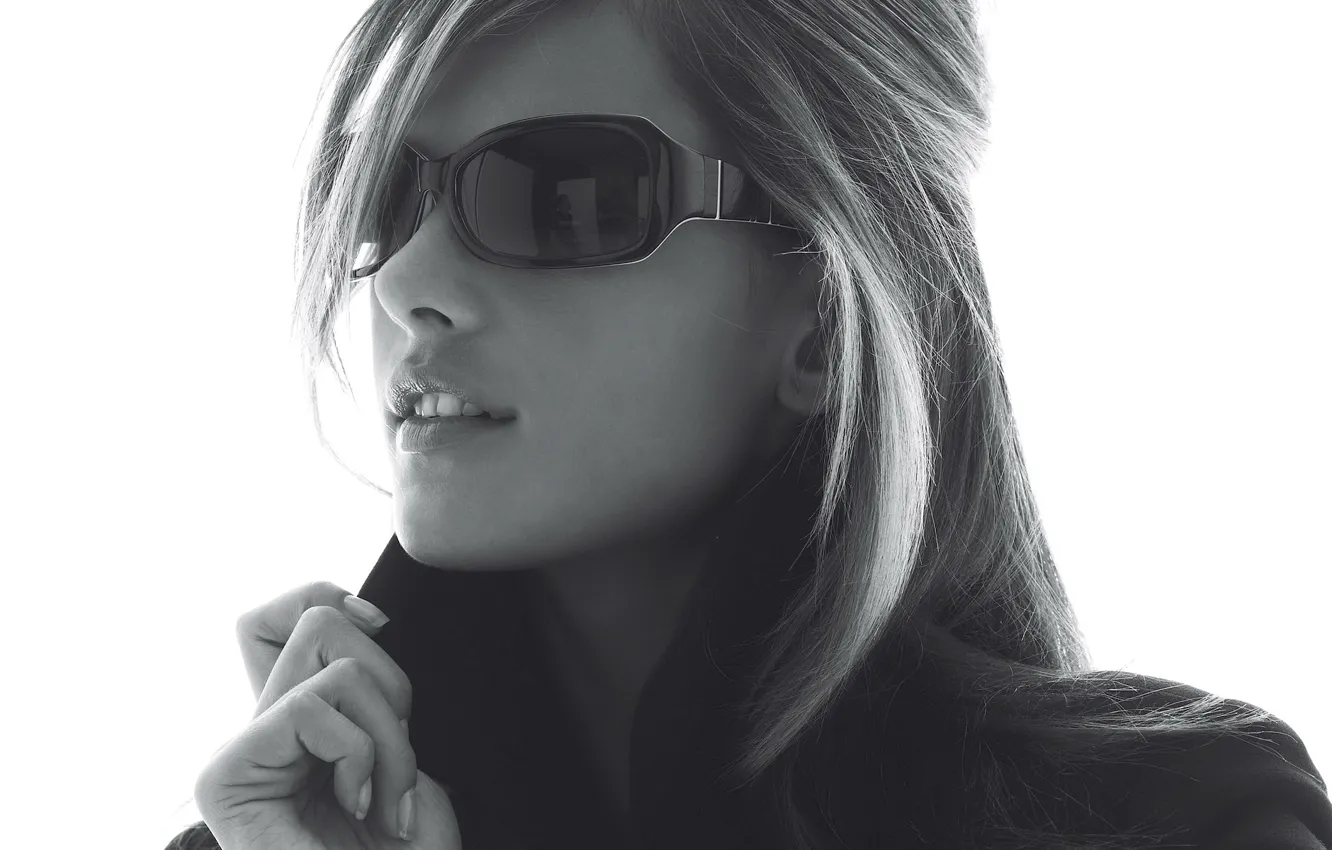 Photo wallpaper glasses, Black and white girl