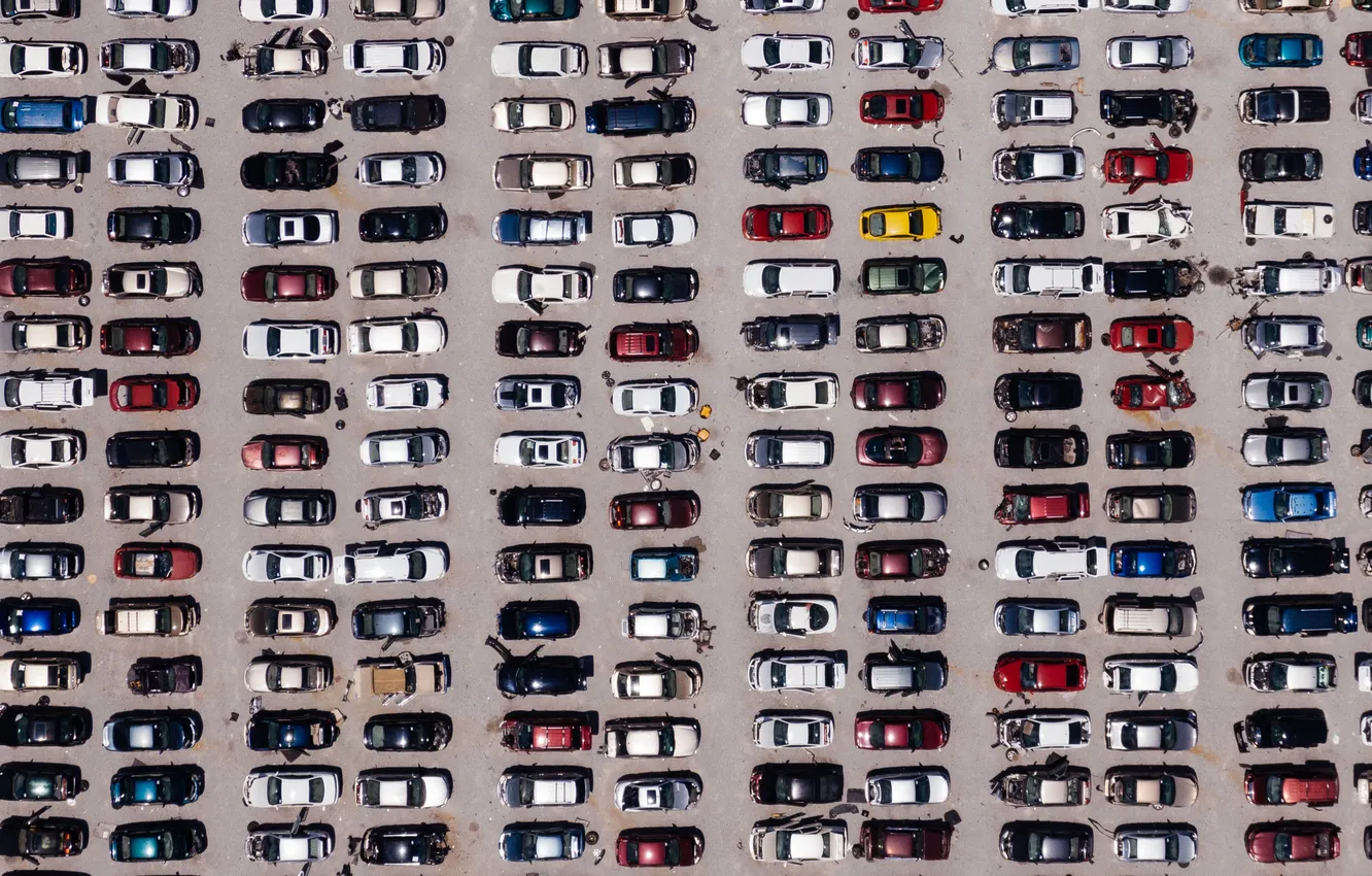 Photo wallpaper colors, rust, parking lot, junkyard