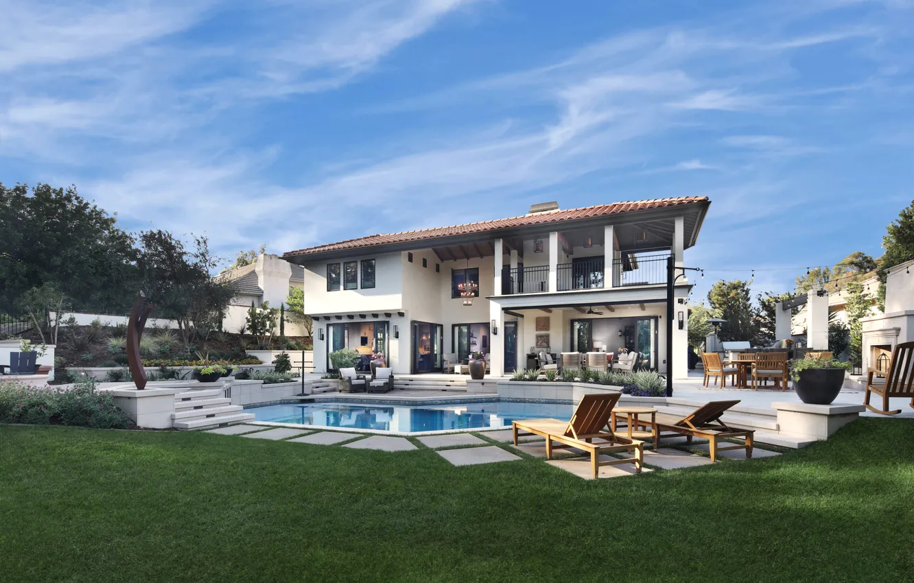 Photo wallpaper design, the city, photo, lawn, Villa, pool, CA, USA