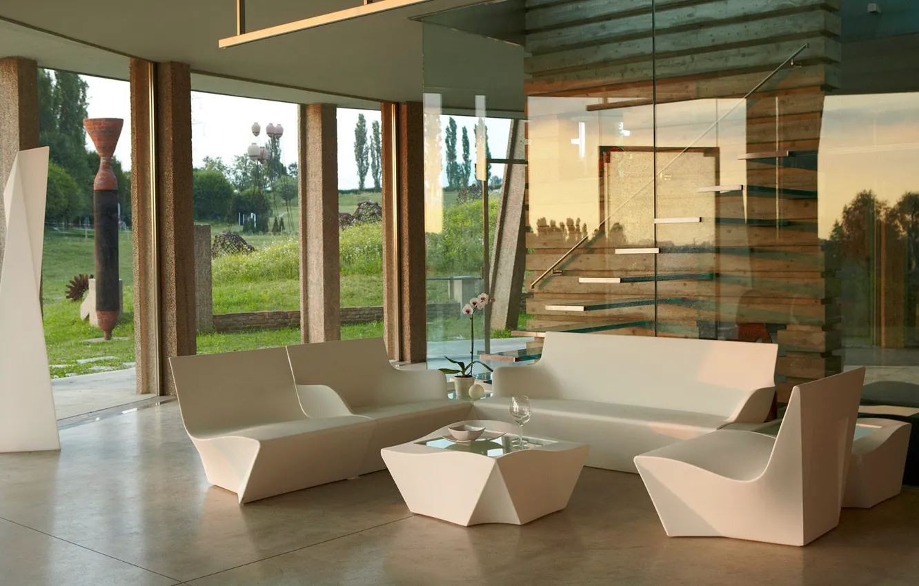 Photo wallpaper design, Villa, interior, living room, modern, ranch