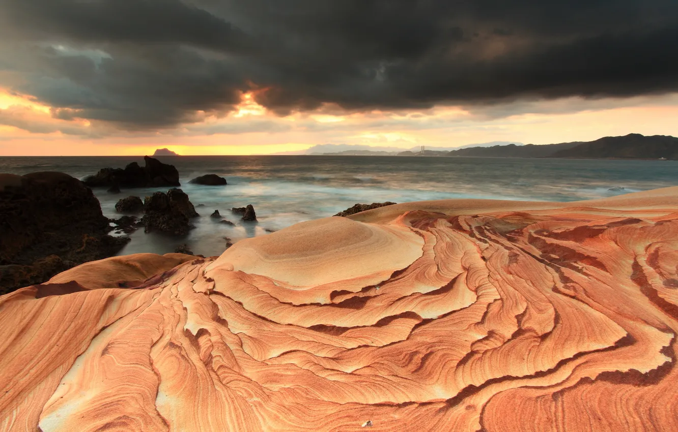 Photo wallpaper sea, the sky, landscape, mountains