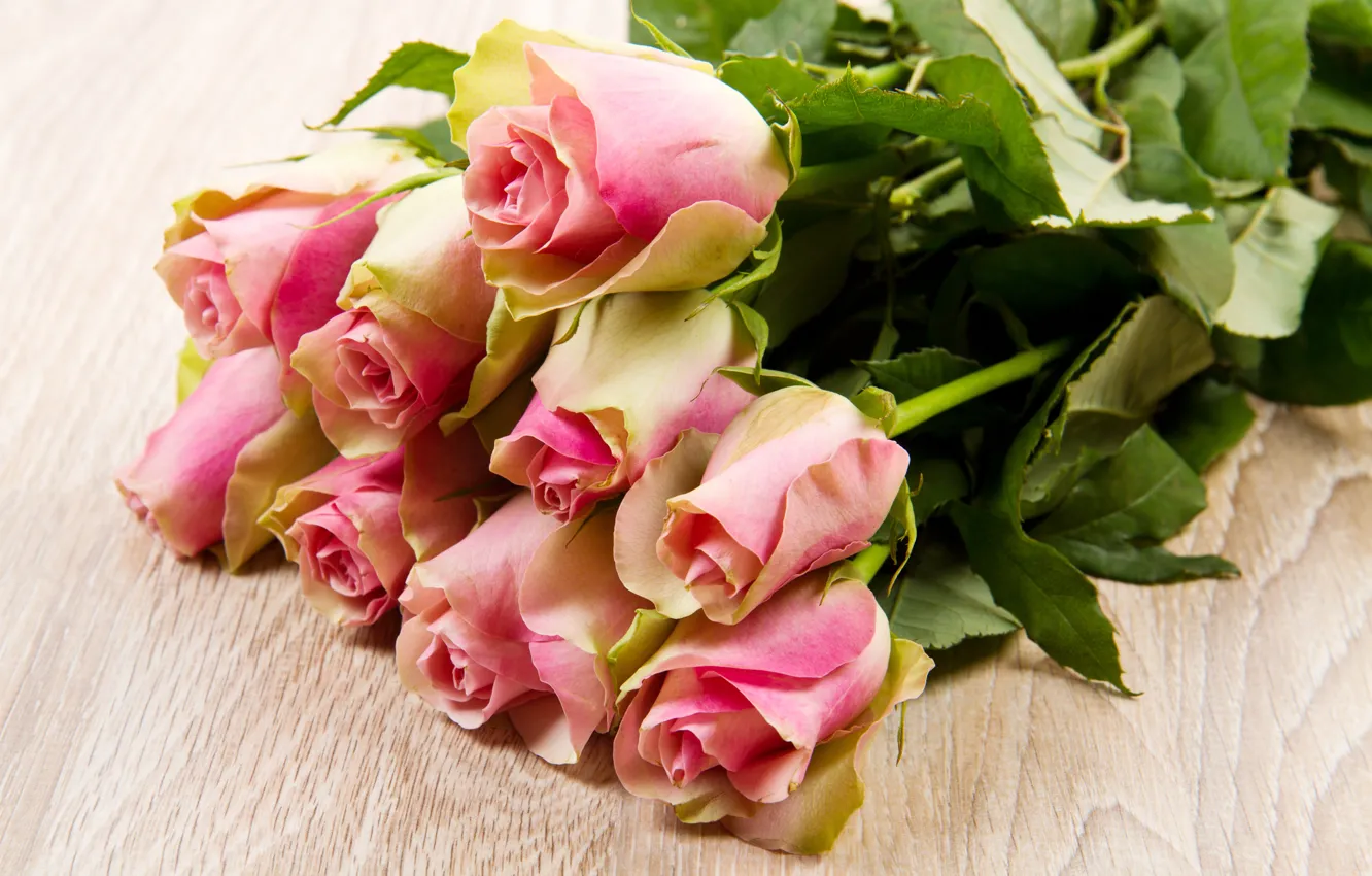 Photo wallpaper roses, bouquet, pink, buds