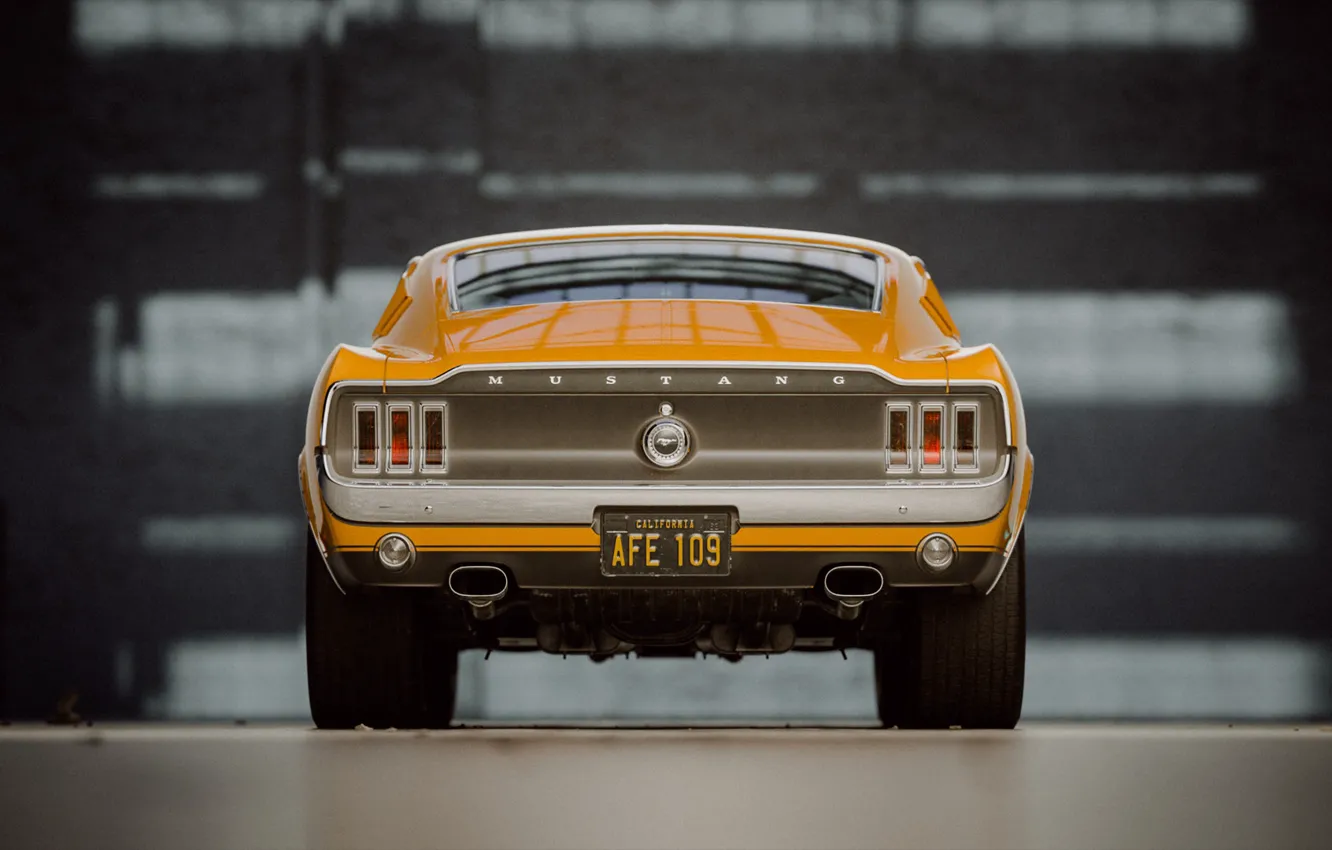 Photo wallpaper machine, retro, rendering, Mustang, Ford, Ford, Fastback, 1968