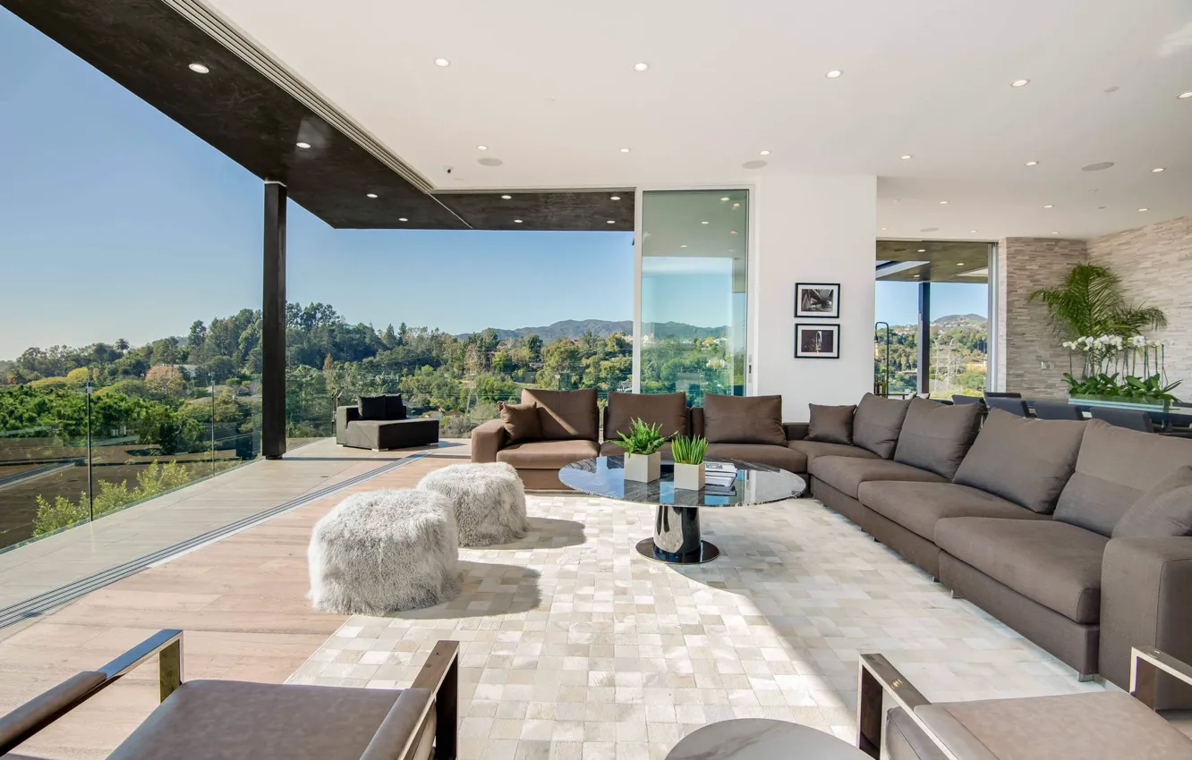 Photo wallpaper glass, Villa, interior, living room