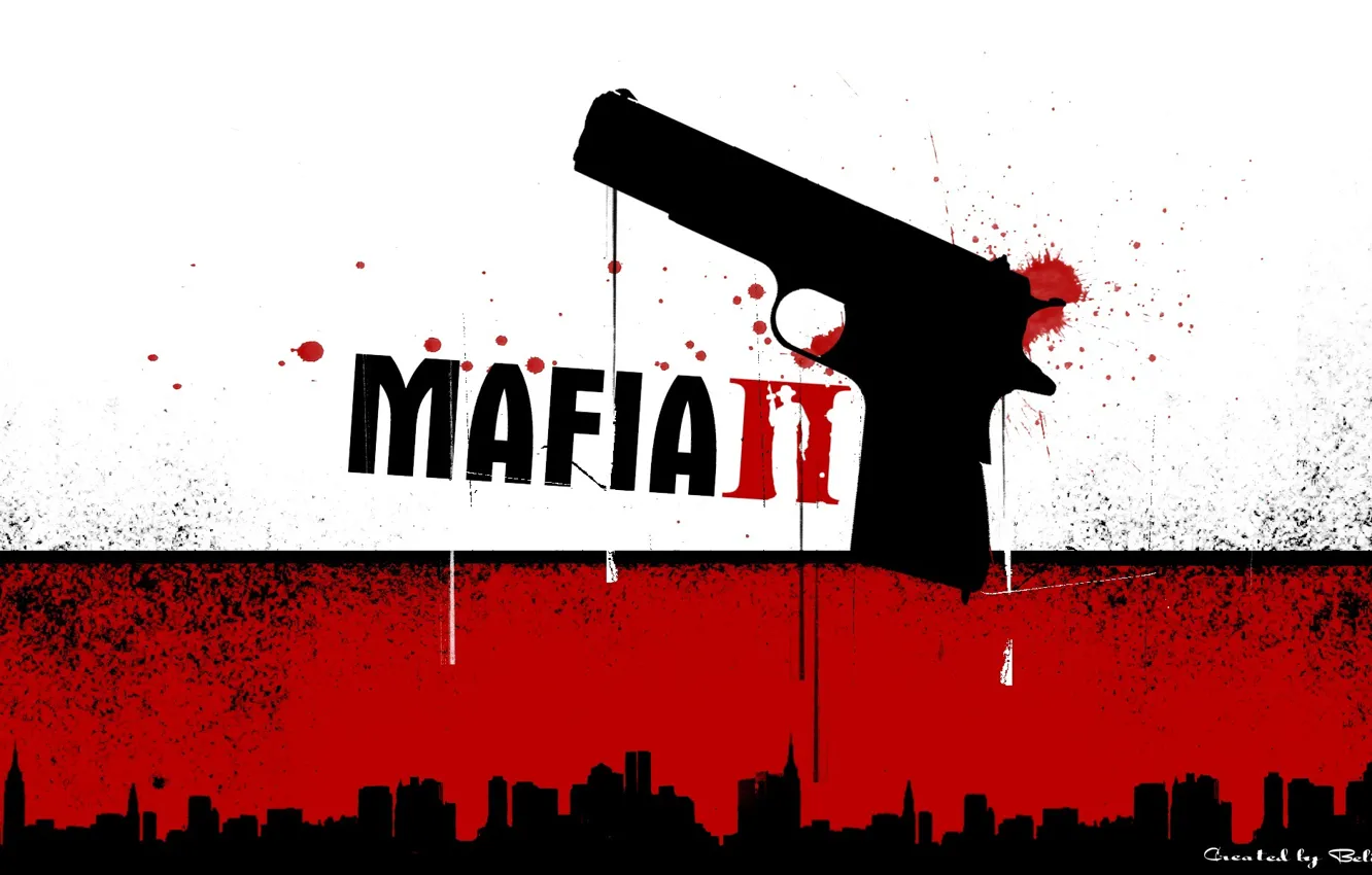 Photo wallpaper red, gun, black, mafia2