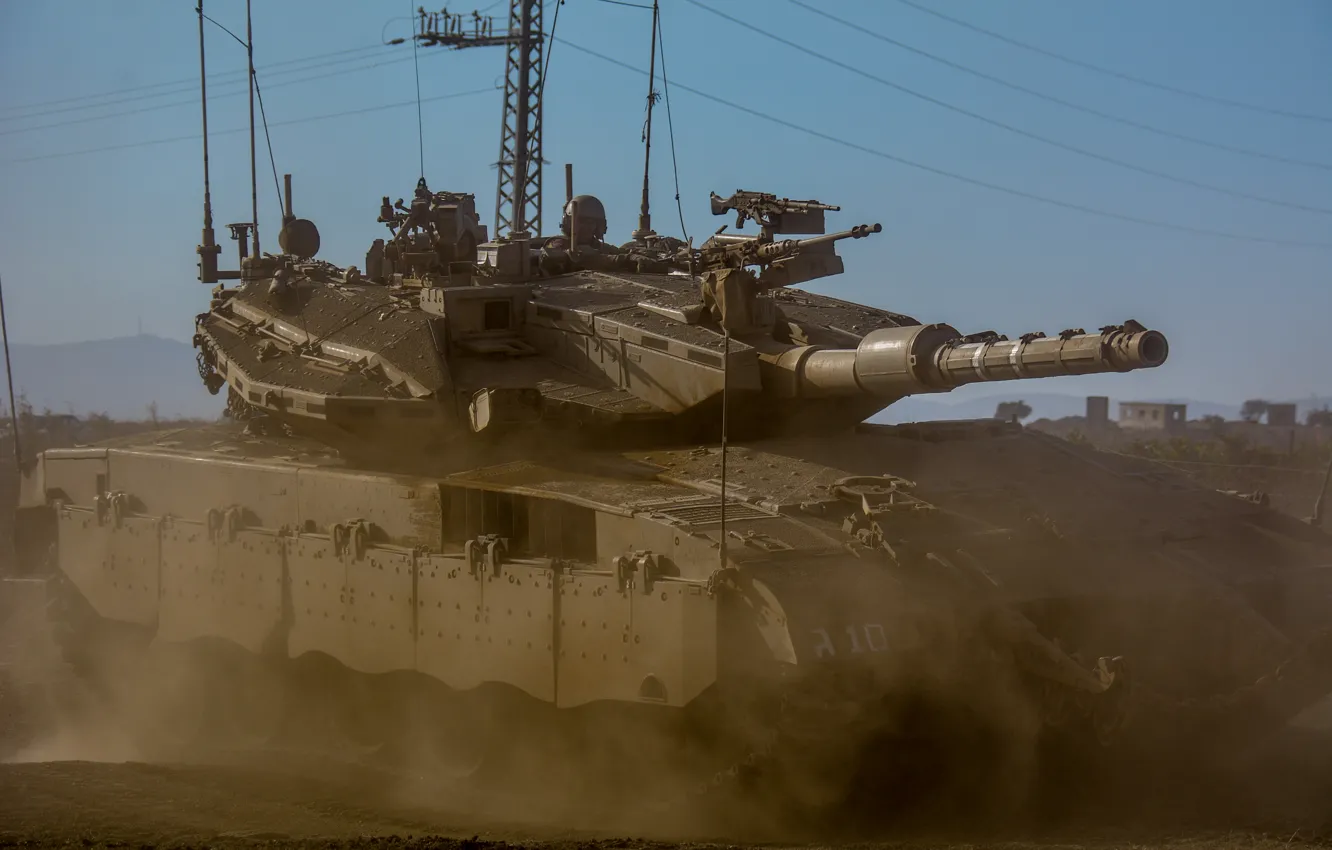 Photo wallpaper dust, tank, combat, main, Merkava, Israel, Mk.3, "Merkava"
