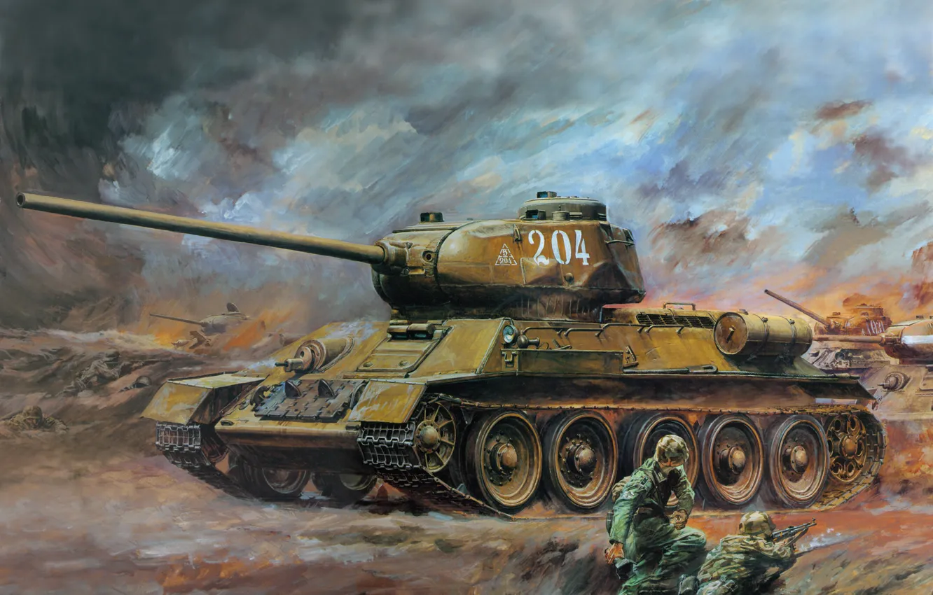 Photo wallpaper art, tank, T - 34 - 85