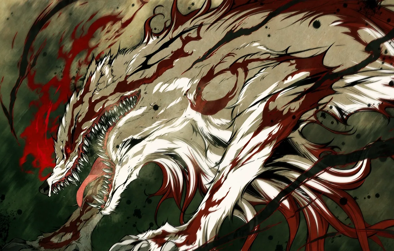 Photo wallpaper blood, monster, anime, mouth, fangs