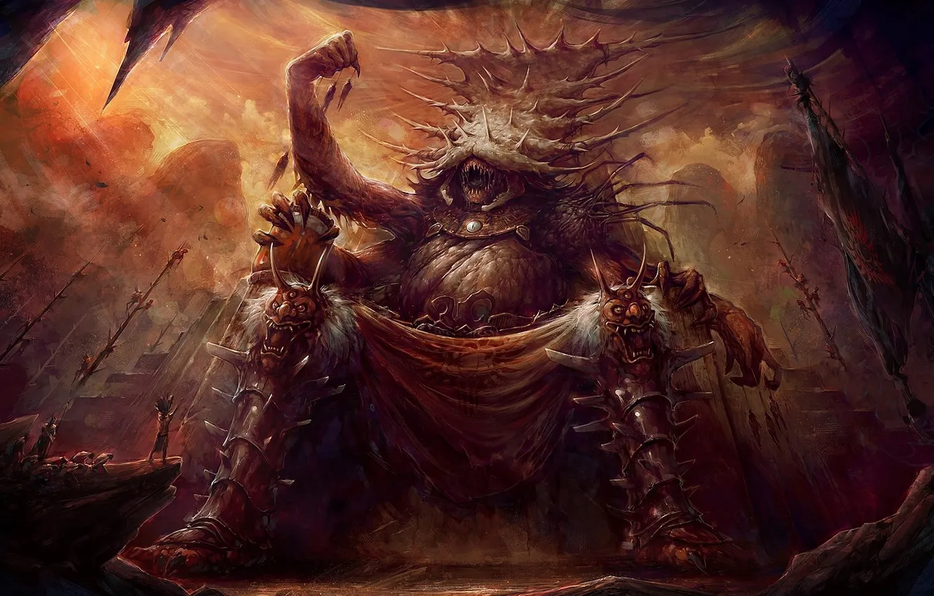 Photo wallpaper the victim, people, monster, art, the throne, giant, God of Carnage, Blaz Porenta