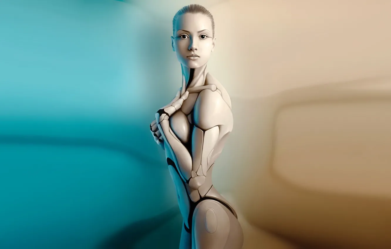 Photo wallpaper girl, body, mechanism, robot