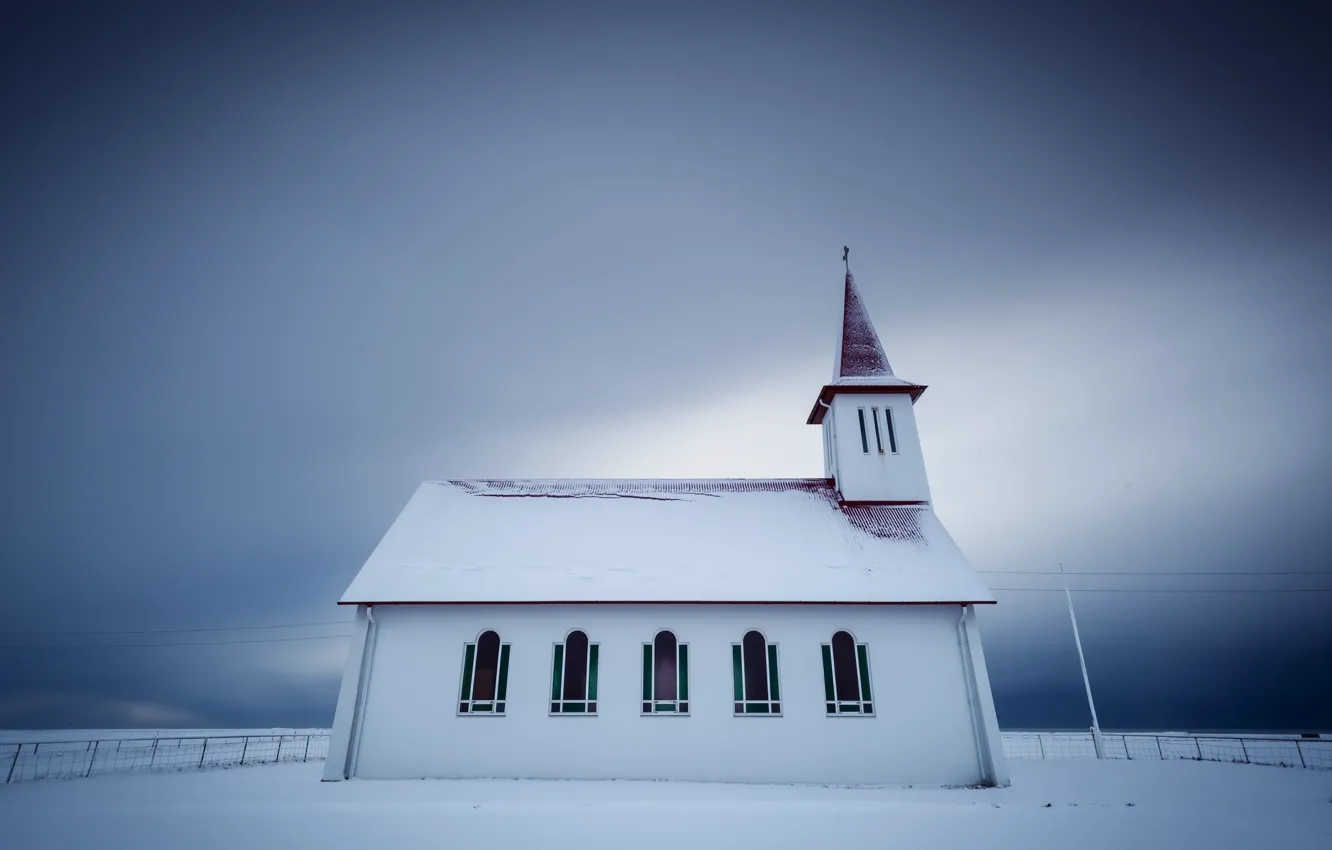 Photo wallpaper winter, temple, Iceland
