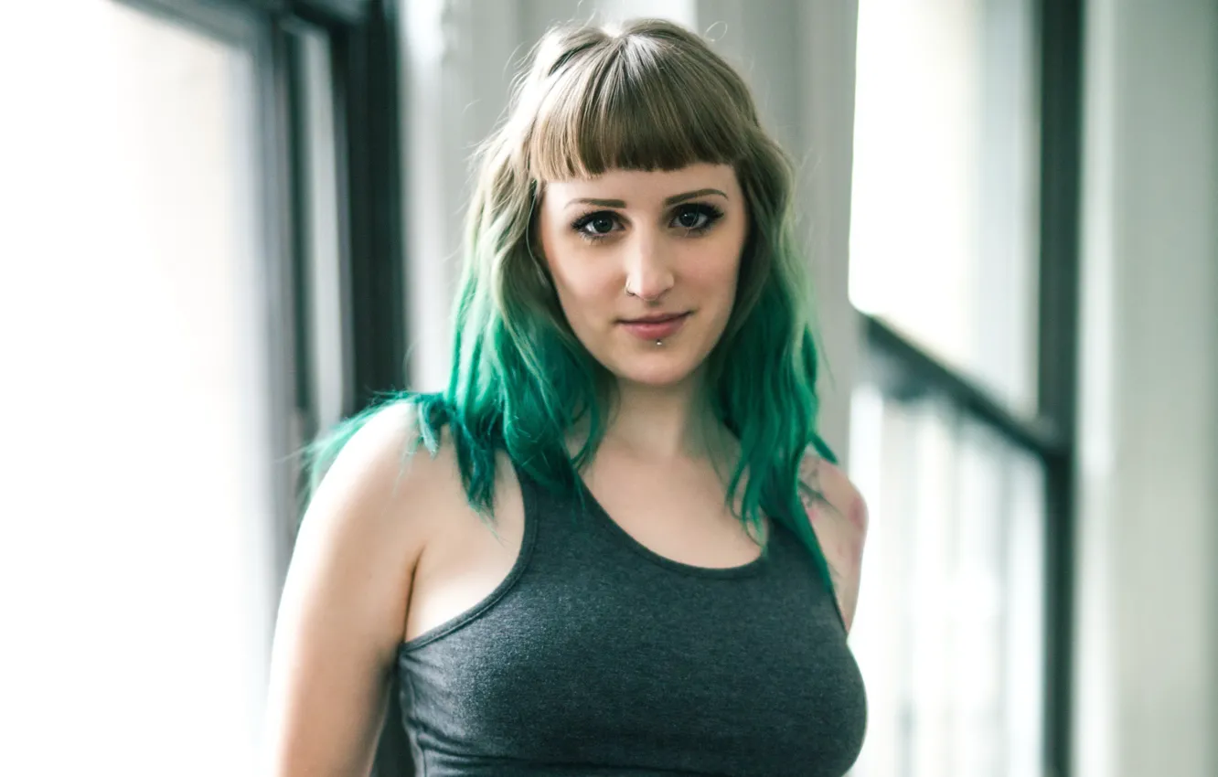 Photo wallpaper girl, model, piercing, green hair, Maevee, Think of Me