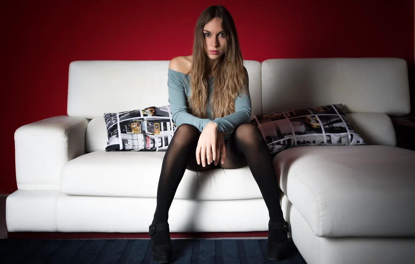 Photo wallpaper look, sofa, model, legs, Anna